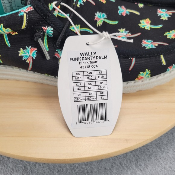 Hey Dude Wally Funk Party Palm Shoes Men's 10 Black Multi NEW w/ Tags - Picture 7 of 10